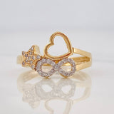 Anillo Figuras 2.75g / T5 3/4 Dos Oros Amarillo Blanco 18K