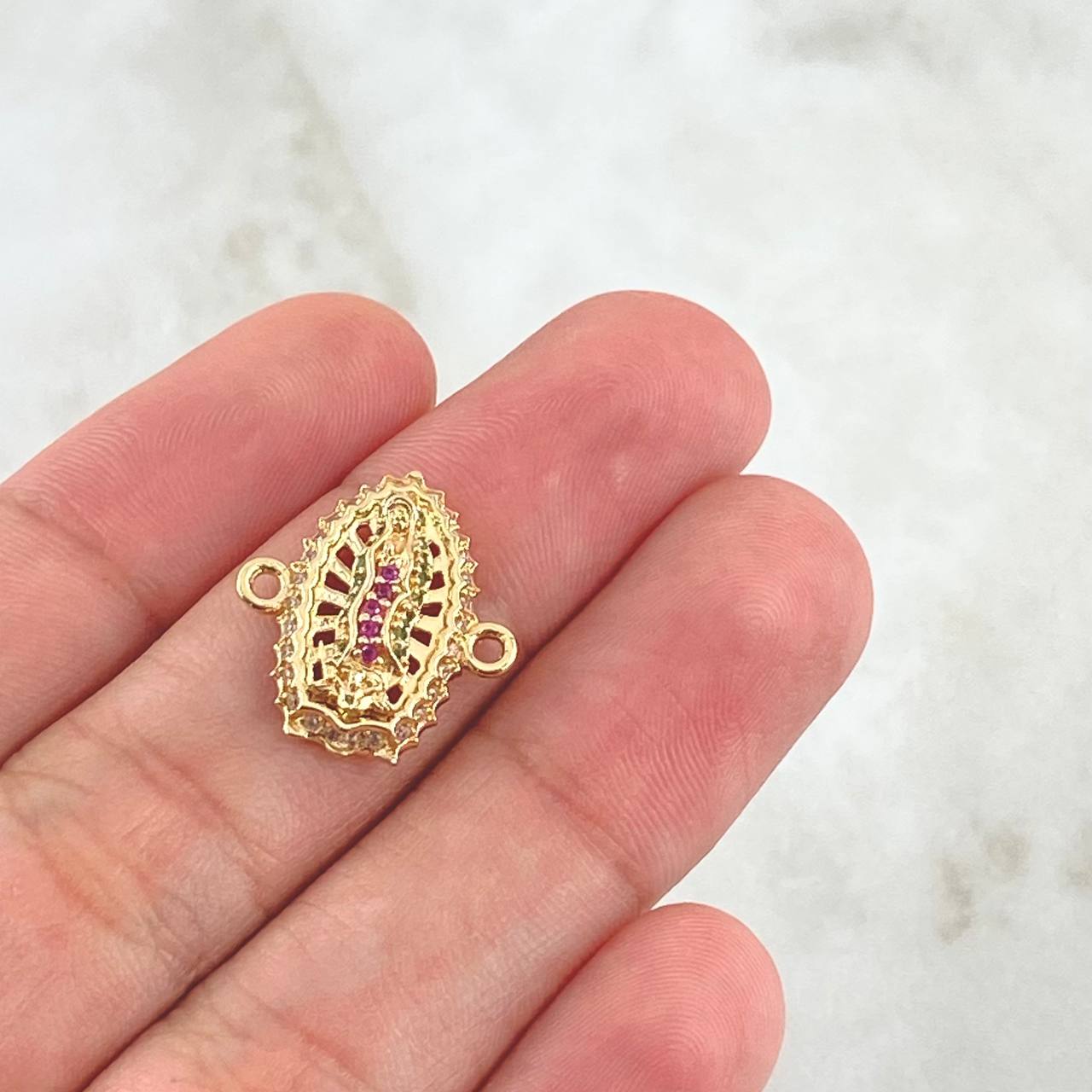 Herraje Virgen De Guadalupe 2.6gr / 1.6cm / Oro Amarillo 18K *