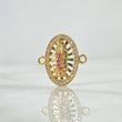 Charm Virgen De Guadalupe Oval 2.25gr / 1.8cm / White - Green - Fuchsia Zircons 18K Yellow Gold *