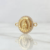 Herraje Virgen Del Carmen Circulo 2.15gr / 2.3cm / Texturizado Circones Blancos Oro Amarillo 18K *