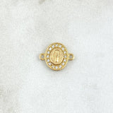 Charm Virgin Miraculous Oval 0.75gr / 2cm / Double Frame White Zirconia 18K Yellow Gold *