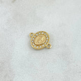 Charm Virgin Miraculous Oval 0.75gr / 2cm / Double Frame White Zirconia 18K Yellow Gold *