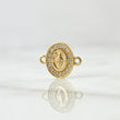 Charm Virgin Miraculous Oval 0.75gr / 2cm / Double Frame White Zirconia 18K Yellow Gold *
