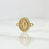 Charm Virgin Miraculous Oval 0.75gr / 2cm / Double Frame White Zirconia 18K Yellow Gold *