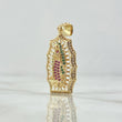 Pendant Virgin Guadalupe Filigree 4.7gr / 4.1cm / White Green Fuchsia Zircons 18K Yellow Gold ©