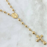 Rosario Virgen Milagrosa Cruz Cristo INRI 13.9 gr / 60cm / 6mm5mm Bolas Lisas Oro Amarillo 18K