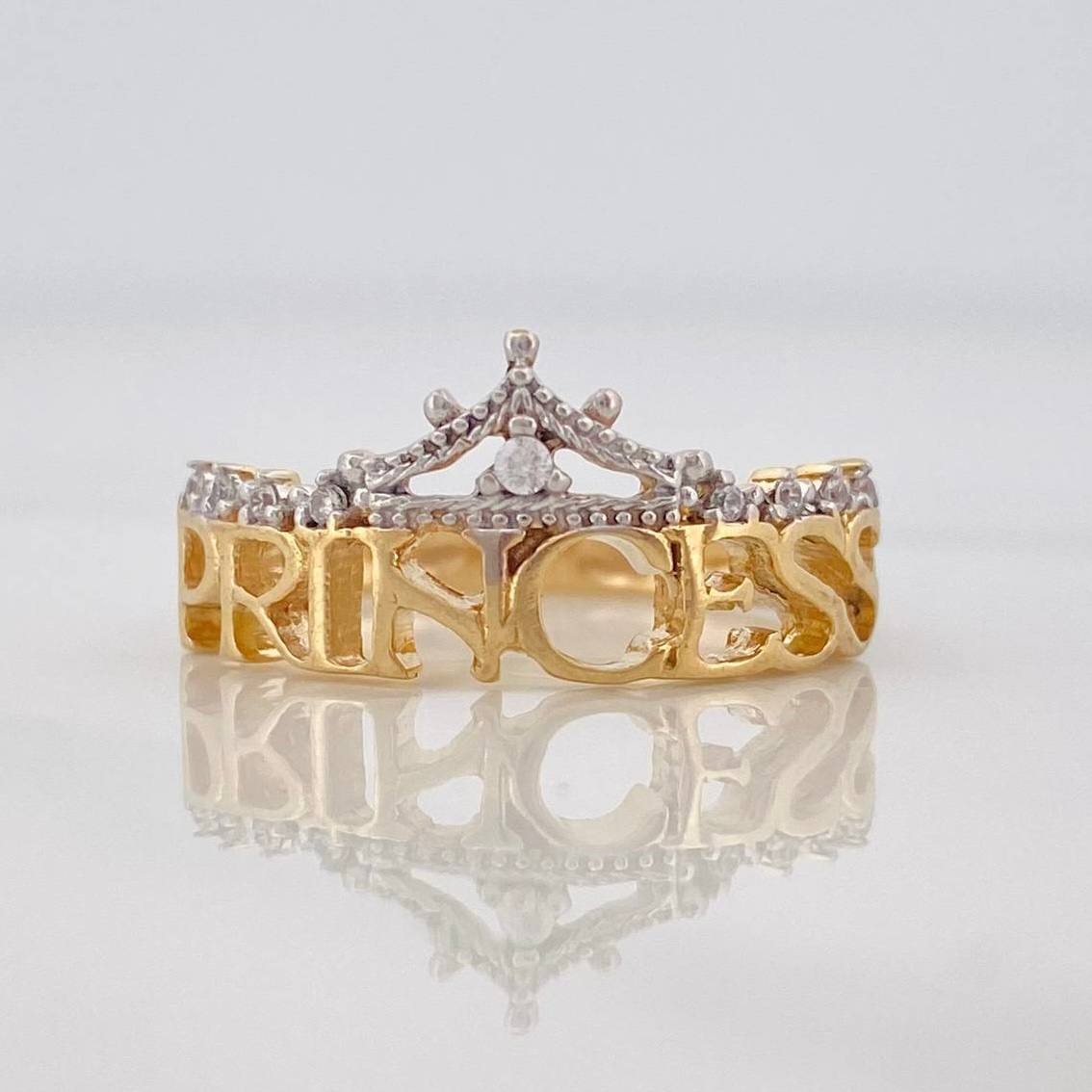 Anillo Corona Princess 2.95g / T6 1/2 Dos Oros Amarillo Blanco 18K