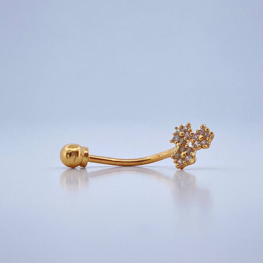 Piercing Curvo Triple Flor 0.45gr / 3/4 in / Oro Amarillo 18K &