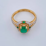 Fortune Emerald Ring 3.7gr / Size 6 3/4 / Two-tone Yellow White 18K &