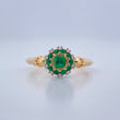 Lotus Flower Emerald Ring 3.2gr / Size 7 / Two Tone Yellow White 18K Gold &
