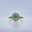 Lotus Flower Emerald Ring 3.8gr / T6 / Two Tone Yellow White 18K Gold &