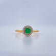 Halo Emerald Circle Ring 2.5gr / Size 6 3/4 18K Gold +0$