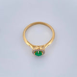 Halo Emerald Circle Ring 2.5gr / Size 6 3/4 18K Gold +0$