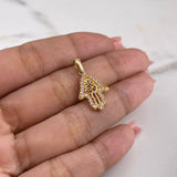 Pendant Hamsa Hand 1.55gr / 2.4cm / White Zircons Black 18K Yellow Gold $