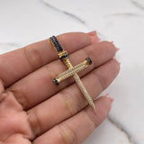 Pendant Nail Cross 3.95gr / 4.7cm / White and Black Zircons 18K Yellow Gold $