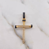 Pendant Nail Cross 3.95gr / 4.7cm / White and Black Zircons 18K Yellow Gold $
