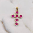 Pendant Cross Tupida 3.3gr / 3.6cm / White Fuchsia Zircons 18K Yellow Gold &