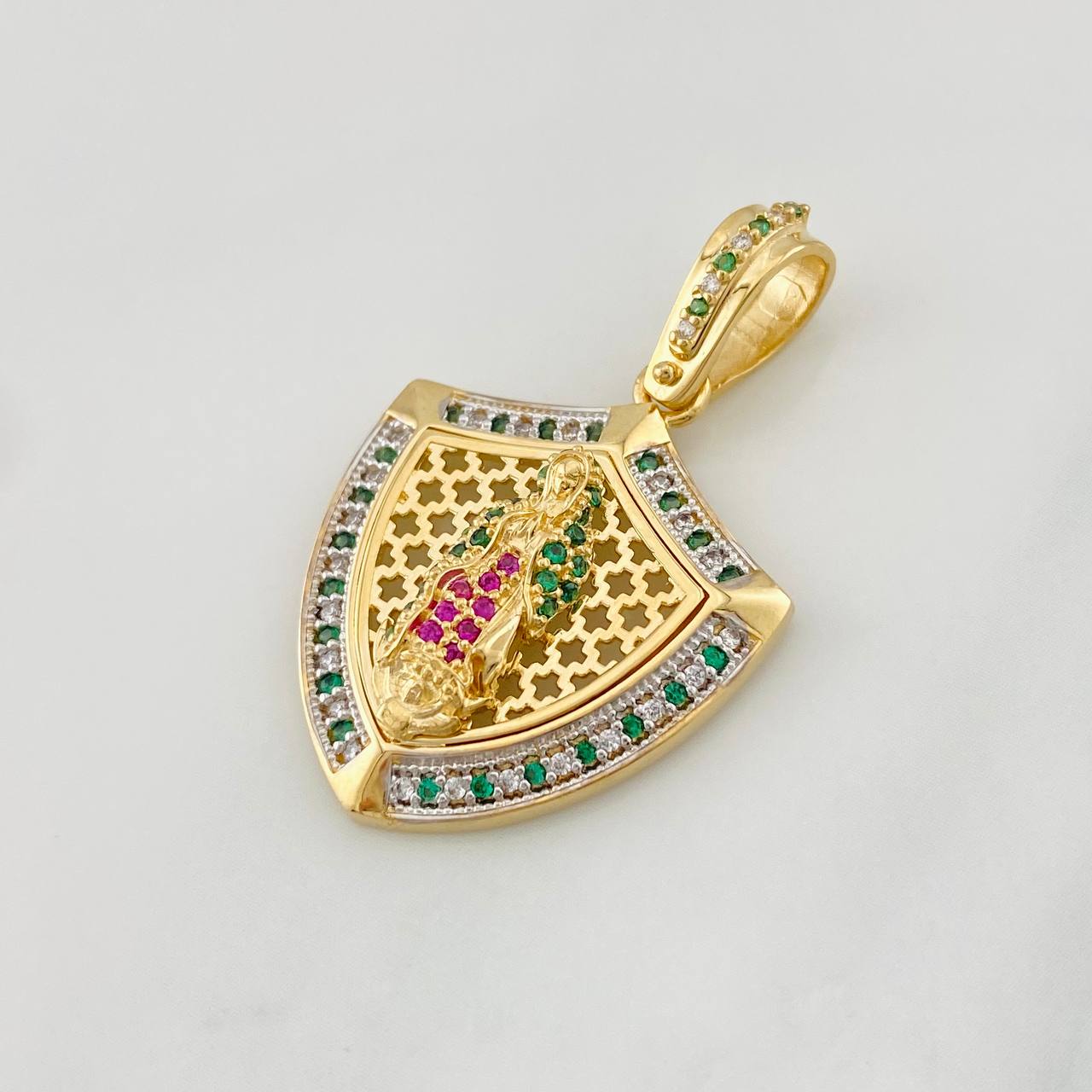 Dije Virgen de Guadalupe 6.55g / 1 1/2 in Dos Oros Amarillo Blanco 18K