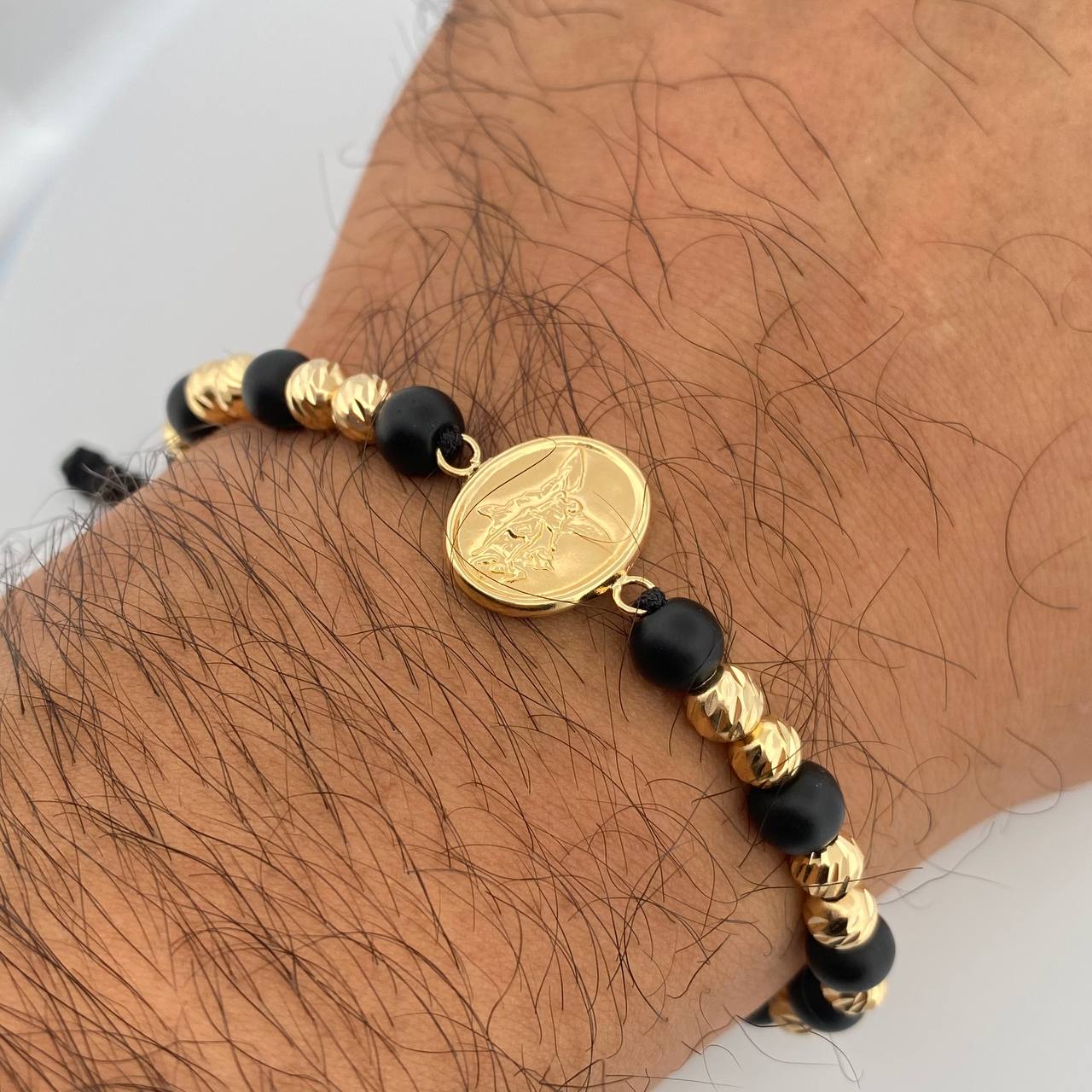 Black Bracelet Saint Michael the Archangel 2.9gr / 18K Gold &