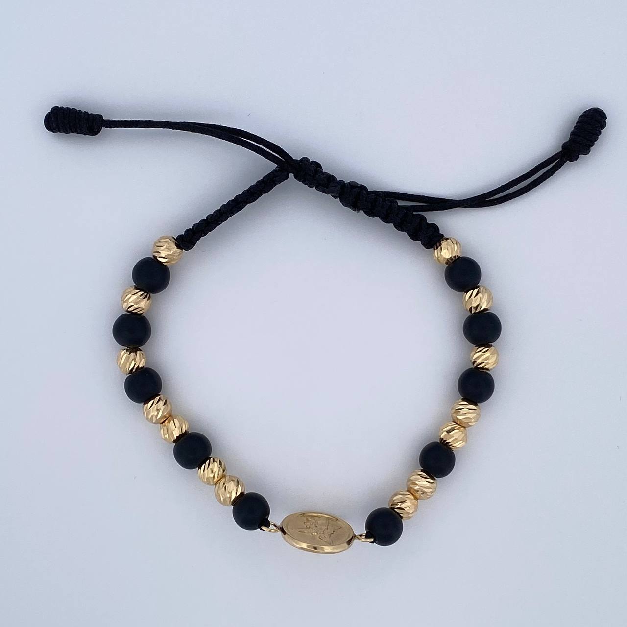 Black Bracelet Saint Michael the Archangel 2.9gr / 18K Gold &