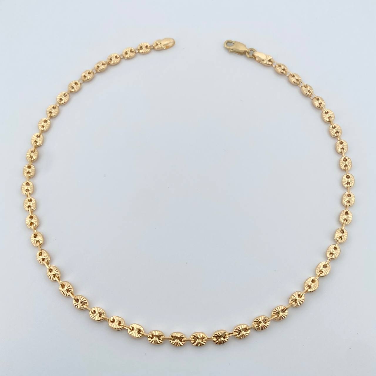 Tobillera GC 5.65gr / 26.9cm / 3.9mm Diamantada Oro Amarillo 18K &