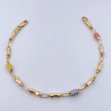 Pulso Rustico Barril 3.25gr / 19.4cm / 4.2mm Cauchos Azul Verde Rosado Oro Amarillo 18K &