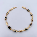 Pulso Rustico Barril 5.9gr / 21.5cm / 4.7mm Cauchos Negros Oro Amarillo 18K &