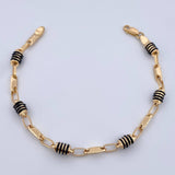 Bracelet Barrel 4.8gr / 19.2cm / 4.6mm Black Rubber Yellow Gold 18K &
