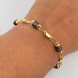 Bracelet Barrel 4.8gr / 19.2cm / 4.6mm Black Rubber Yellow Gold 18K &
