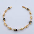 Pulso Rustico Barril 4.65gr / 20.7cm / 4.5mm Cauchos Negros Oro Amarillo 18K &