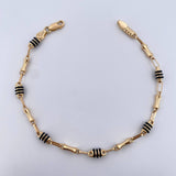 Bracelet Barrel 3.65gr / 20.5cm / 3.7mm Black Rubber Yellow Gold 18K &