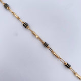 Bracelet Barrel 3.65gr / 20.5cm / 3.7mm Black Rubber Yellow Gold 18K &