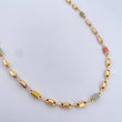 Cadena Rustica Barril 10.9gr / 50.7cm / 4.6mm Cauchos De Colores Oro Amarillo 18K &