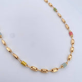 Cadena Rustica Barril 10.9gr / 50.7cm / 4.6mm Cauchos De Colores Oro Amarillo 18K &
