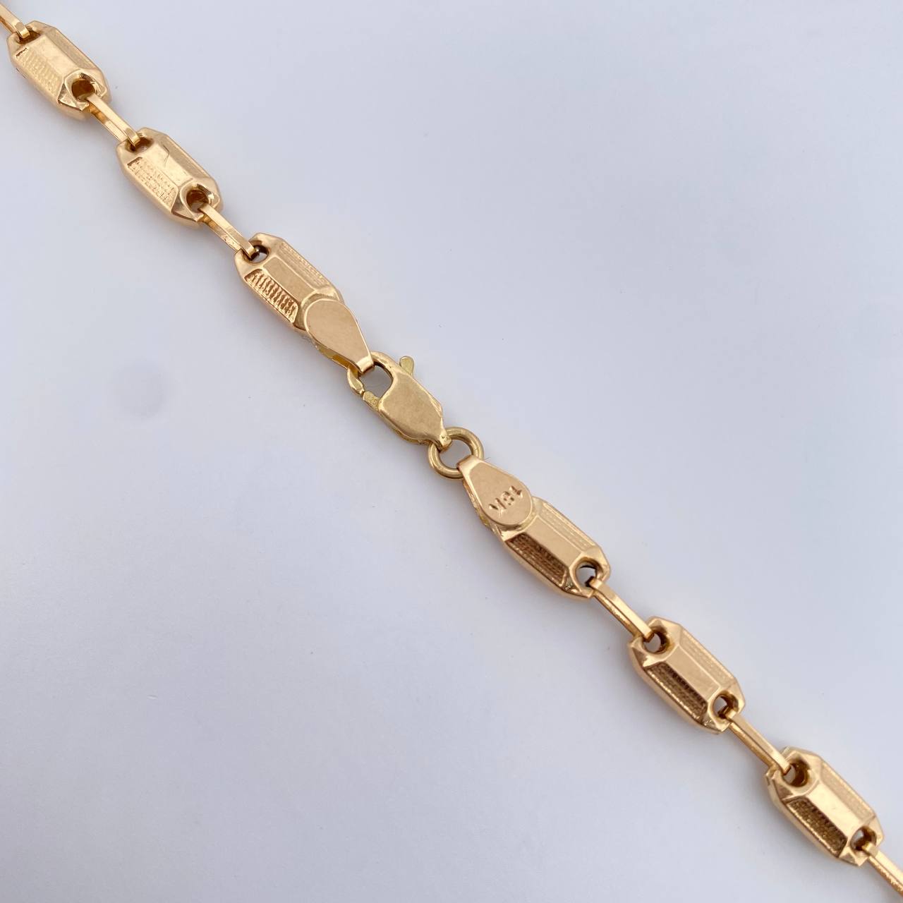 Cadena Rustica Barril 10.9gr / 50.7cm / 4.6mm Cauchos De Colores Oro Amarillo 18K &