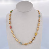 Cadena Rustica Barril 10.9gr / 50.7cm / 4.6mm Cauchos De Colores Oro Amarillo 18K &
