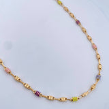 Cadena Rustica Barril 9.35gr / 52cm / 3.7mm Cauchos De Colores Oro Amarillo 18K &