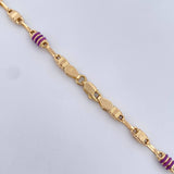 Cadena Rustica Barril 9.35gr / 52cm / 3.7mm Cauchos De Colores Oro Amarillo 18K &