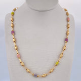 Cadena Rustica Barril 9.35gr / 52cm / 3.7mm Cauchos De Colores Oro Amarillo 18K &