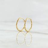 Candongas Mini Aro Rayado 0.6 g / 1/2 in Oro Amarillo 18K