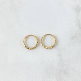 Hoop Earrings Striped Hoop 0.45gr / 1/2 in / 18K Gold