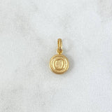 Pendant Letter O 0.4gr / 1.5cm / Textured Circle - Smooth Yellow Gold 18K Charger