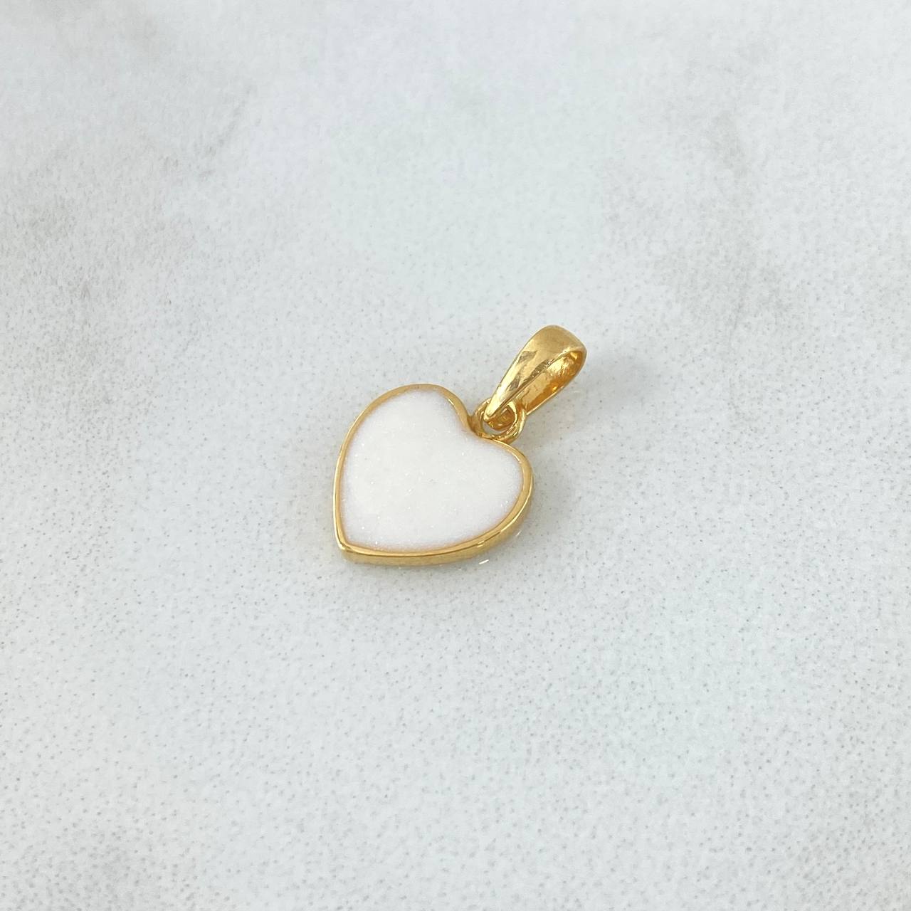 Dije Corazón 1gr / 1.7cm / Resina Blanca Oro Amarillo 18K