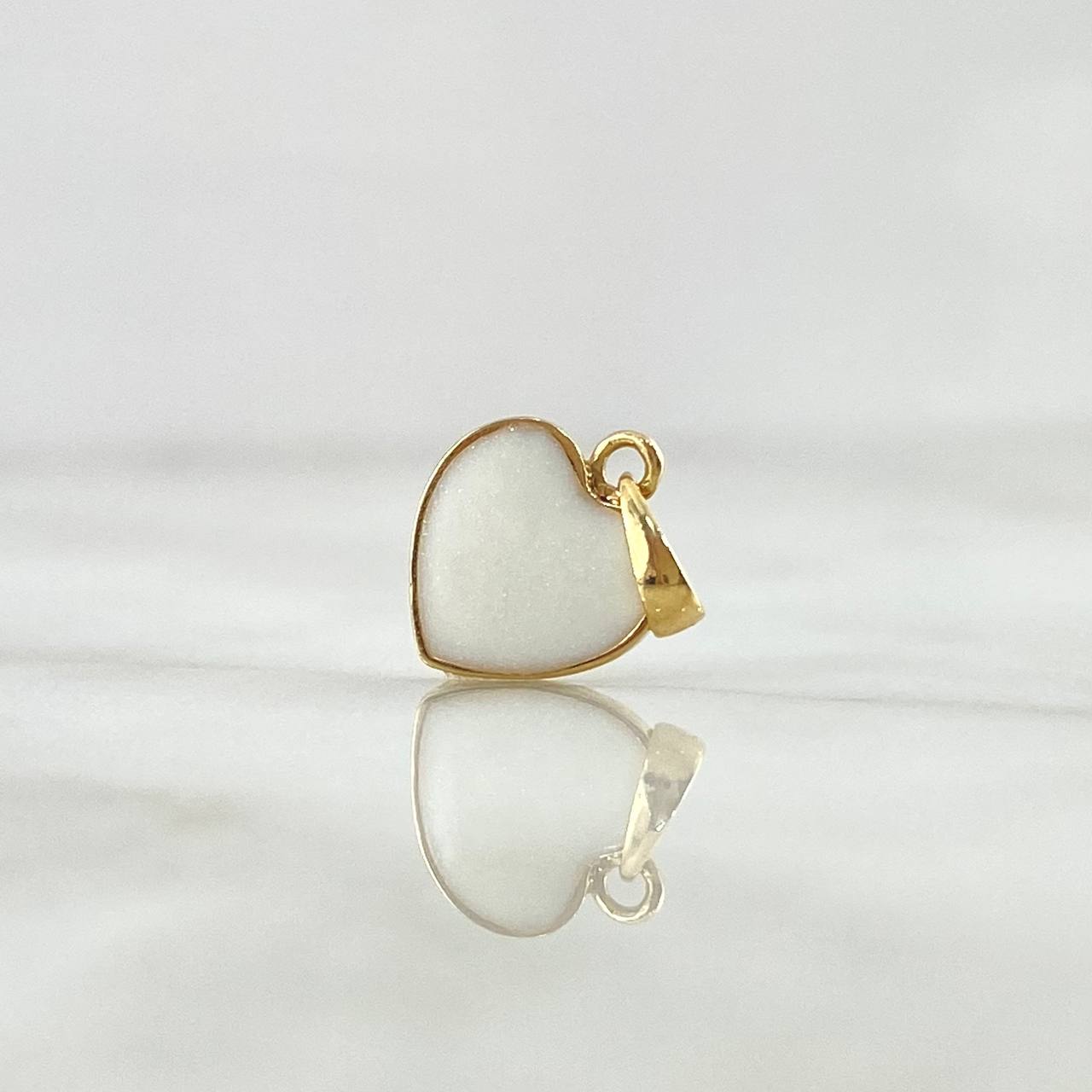 Dije Corazón 1gr / 1.7cm / Resina Blanca Oro Amarillo 18K