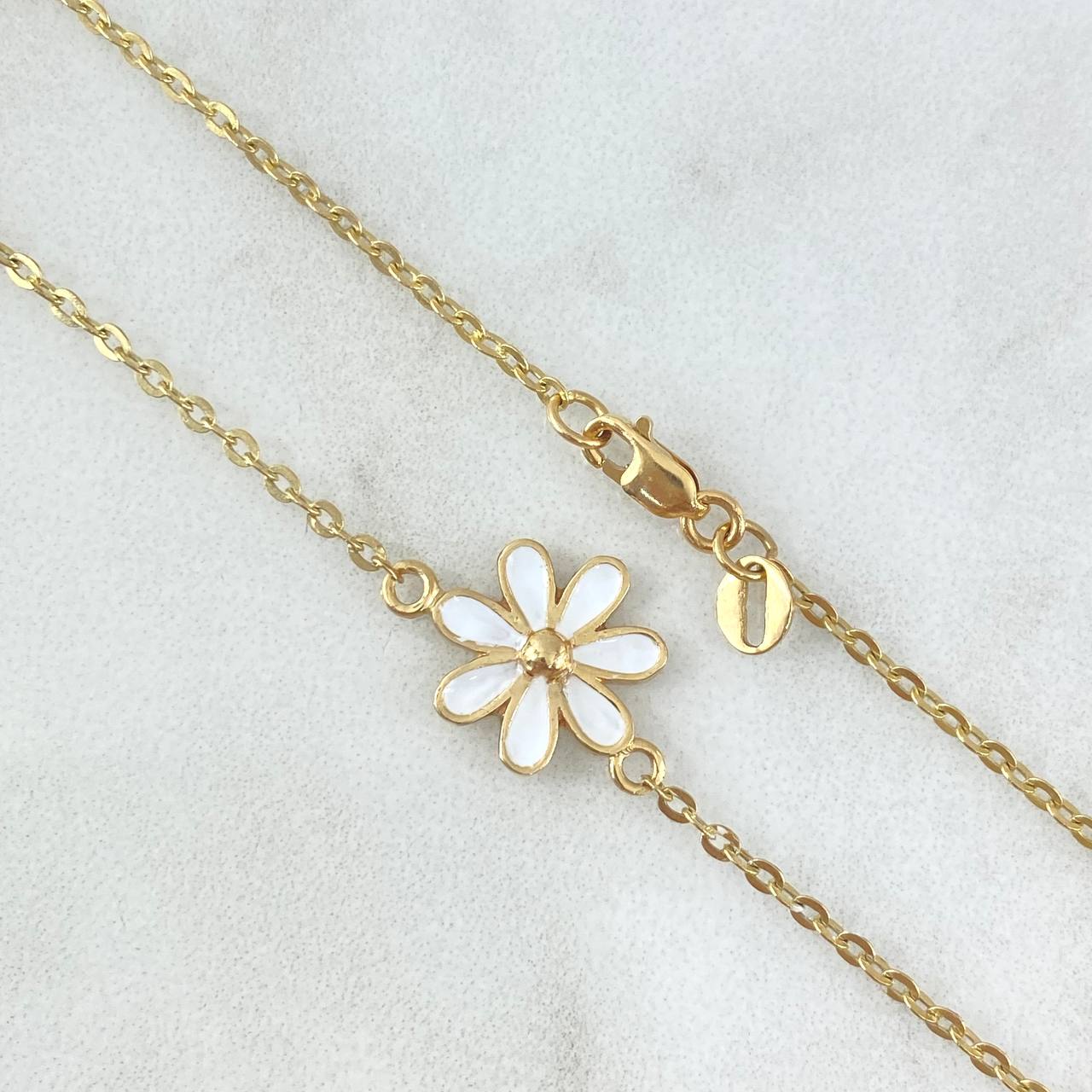Classic Link Chain Flowers 4.8gr / 45cm / White Resin 18K Yellow Gold ©