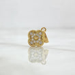 Dije Trébol 1.4gr / 1.5cm / 10mm Circones Blancos Oro Amarillo 18K