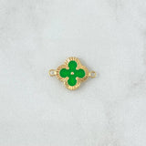 Herraje Trebol VCyA 1gr / 2cm / Diamantado Resina Verde Claro Oro Amarillo 18K *