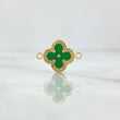 Herraje Trebol VCyA 1gr / 2cm / Diamantado Resina Verde Claro Oro Amarillo 18K *