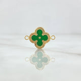 Herraje Trebol VCyA 1gr / 2cm / Diamantado Resina Verde Claro Oro Amarillo 18K *