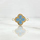 Charm Clover VCyA 1gr / 2cm / Diamond Cut Sky Blue Resin Yellow Gold 18K *